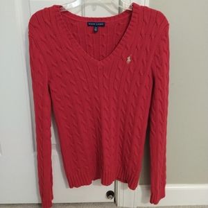 Ralph Lauren v neck sweater red